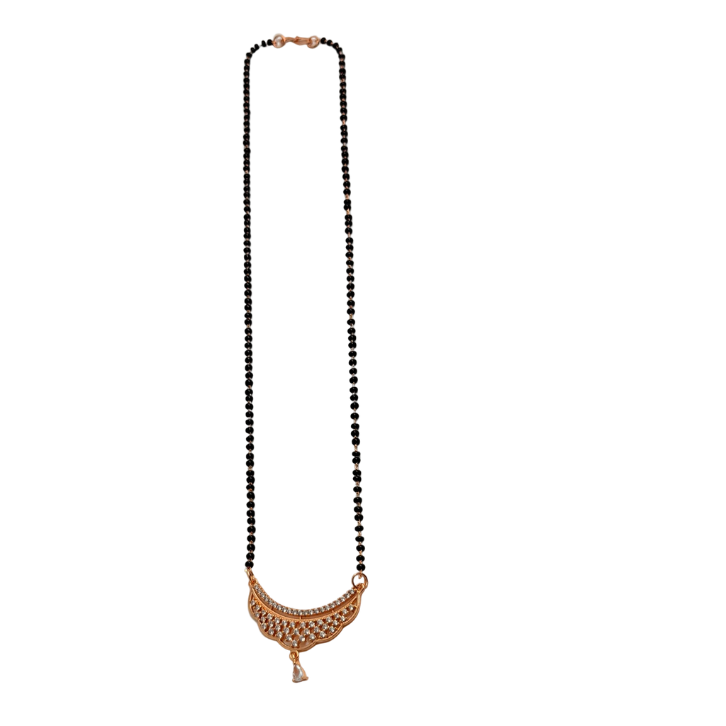 Rose Gold Crescent Filigree Teardrop Mangalsutra