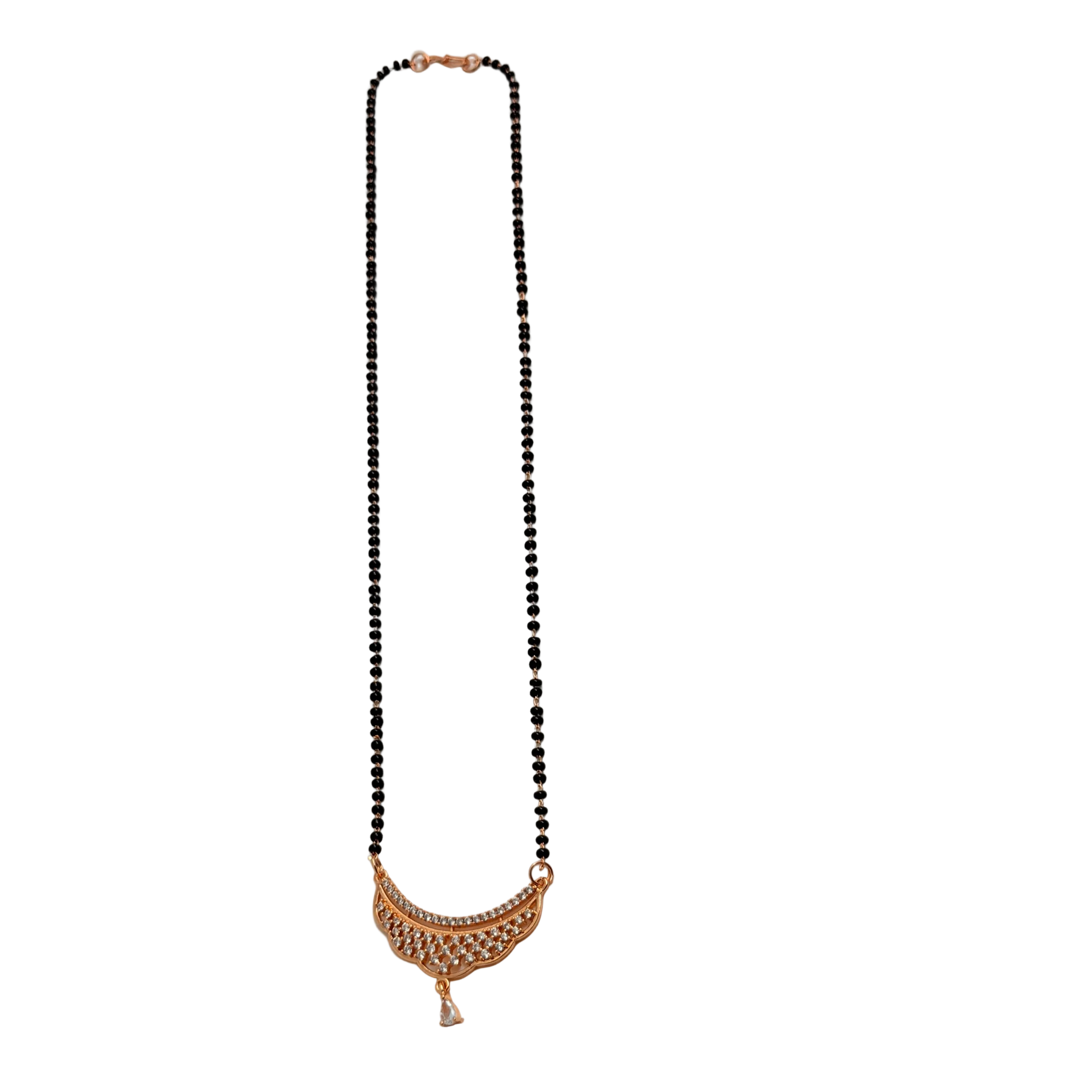 Rose Gold Crescent Filigree Teardrop Mangalsutra