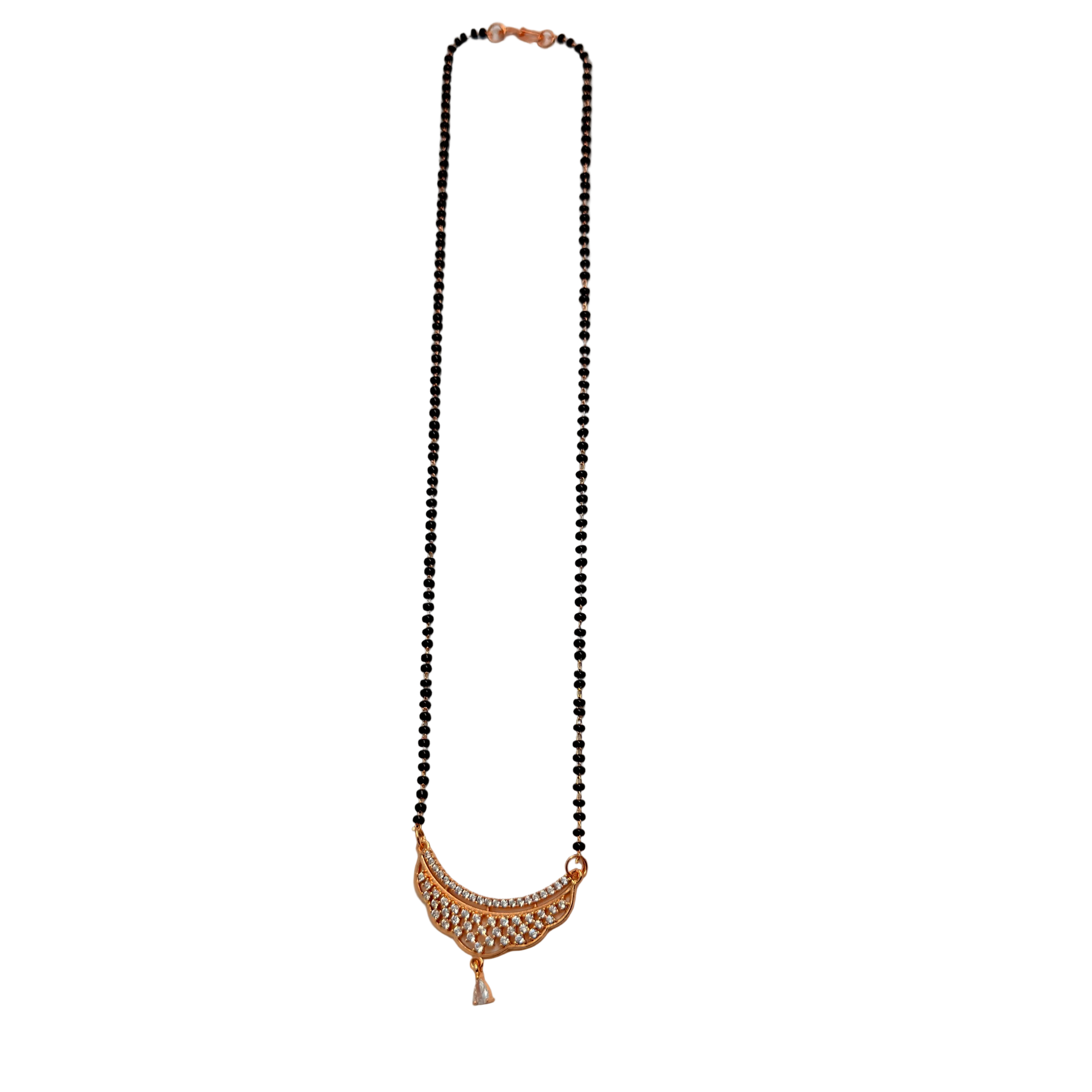 Rose Gold Crescent Filigree Teardrop Mangalsutra