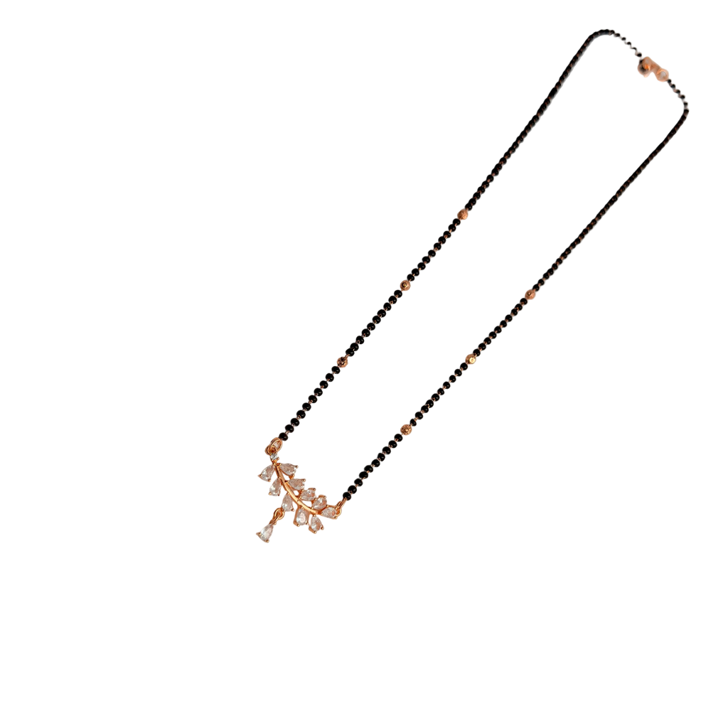Rose Gold Marquise Leafy Teardrop Mangalsutra