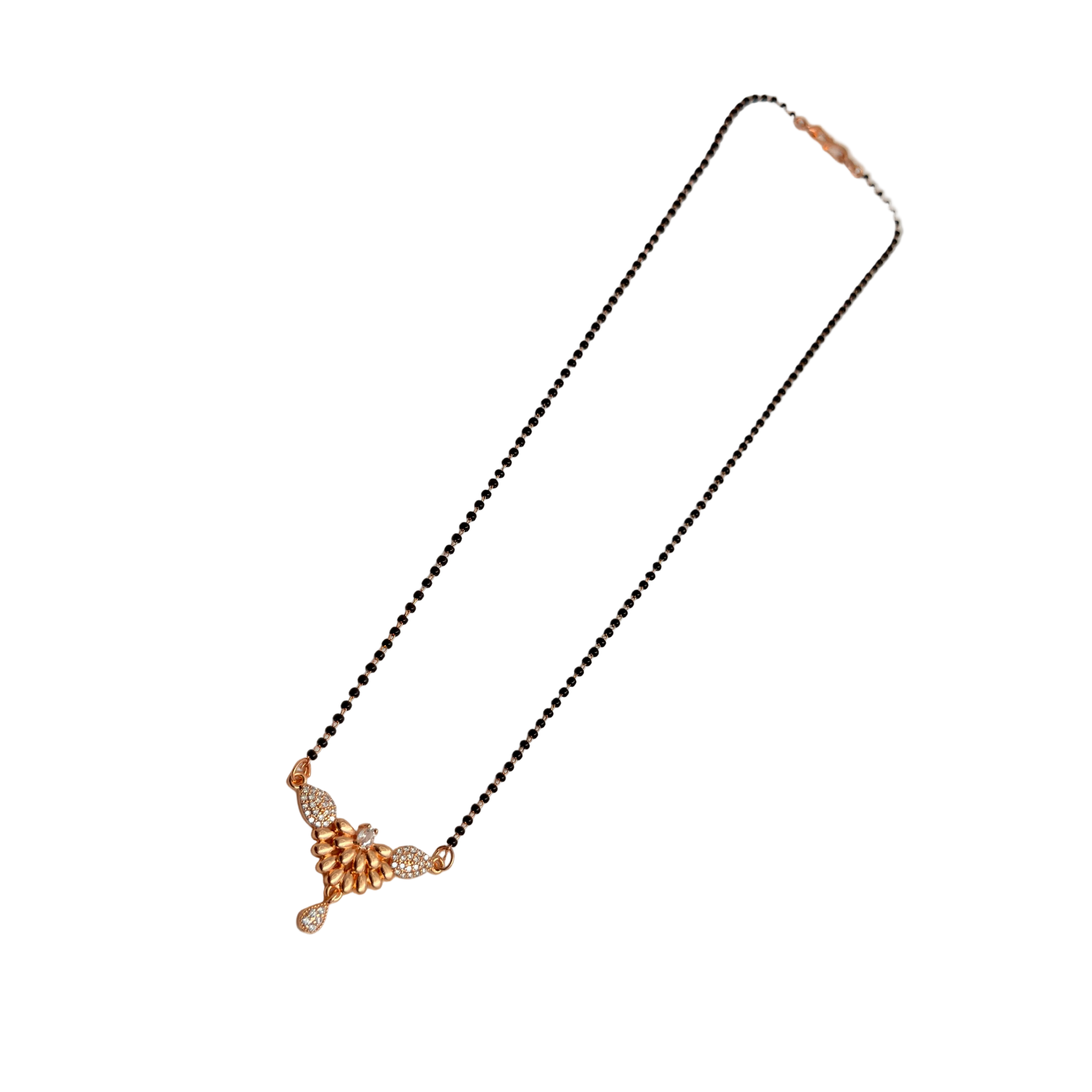 Rose Gold Fan Shaped Floral Drop Mangalsutra
