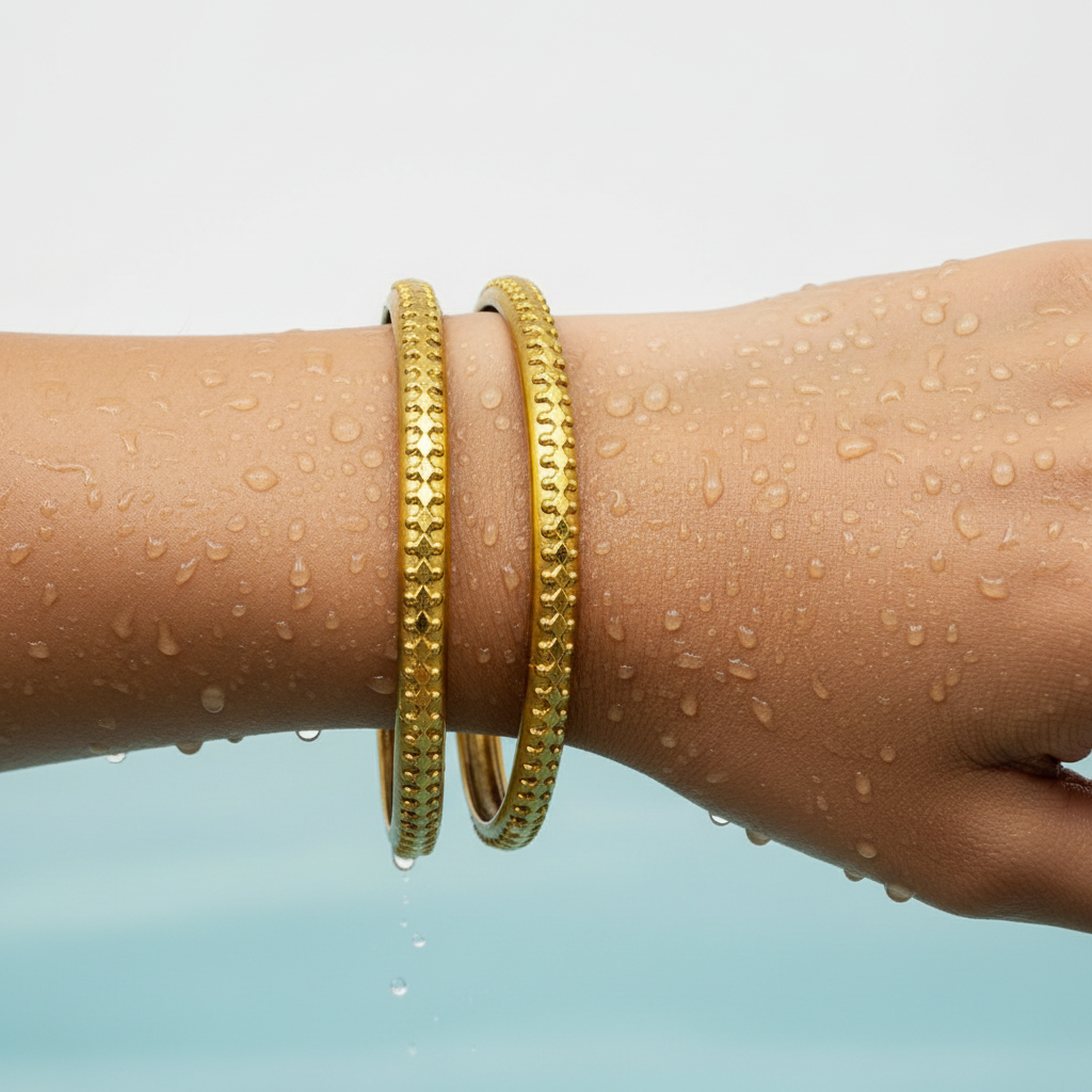 18K Gold Plated Solid Bangles
