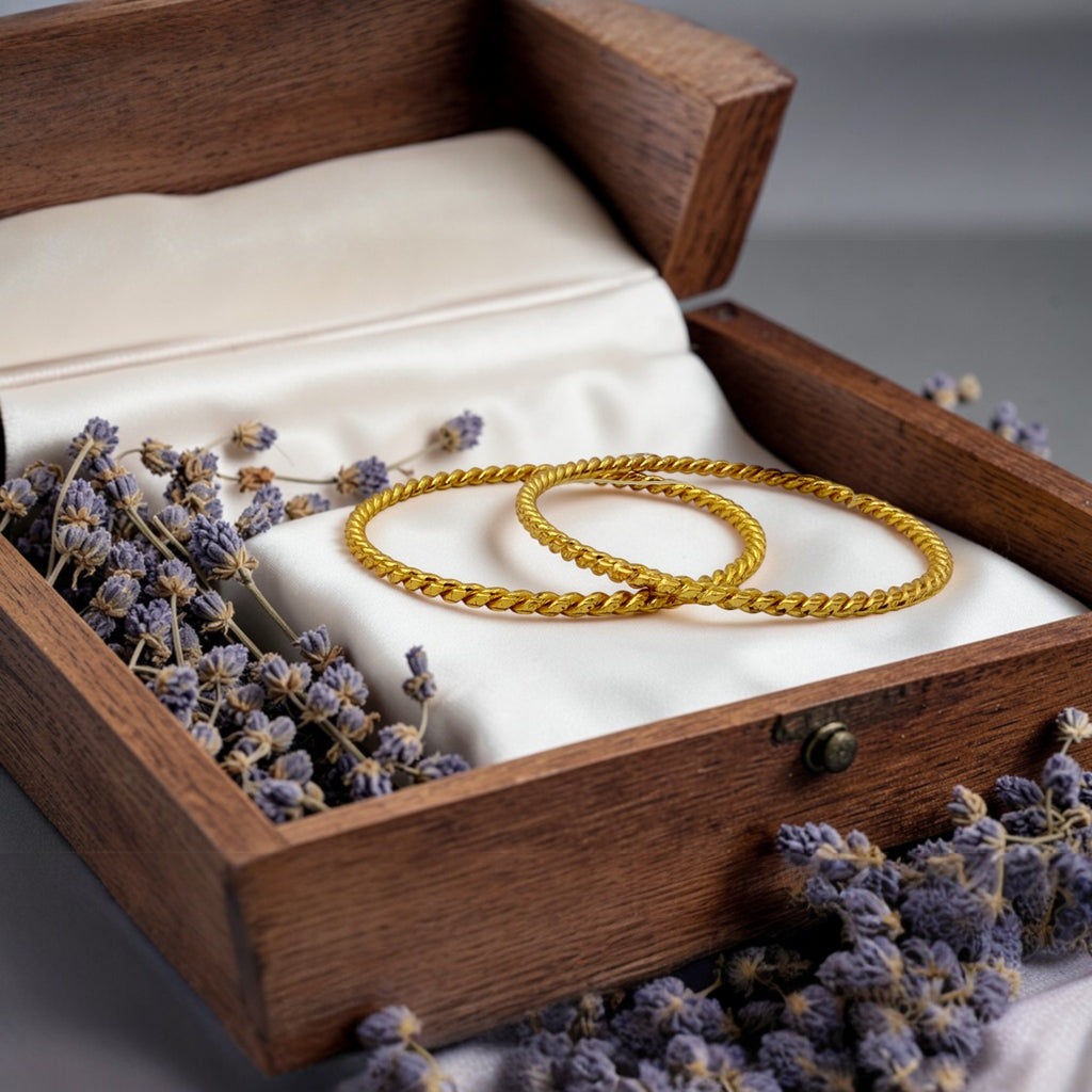 18K Gold Plated Simple Twisted Bangles