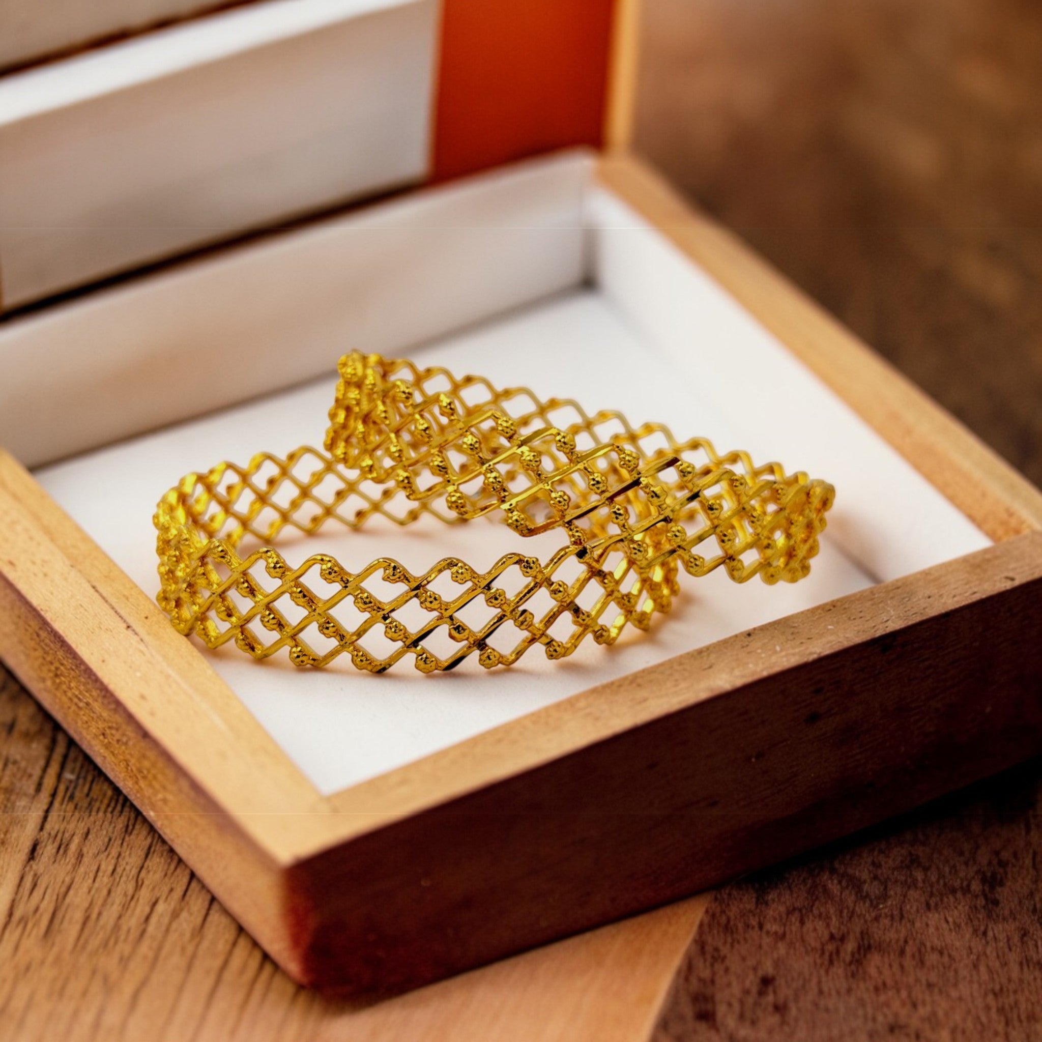 18K GP Solid Mesh Bangles