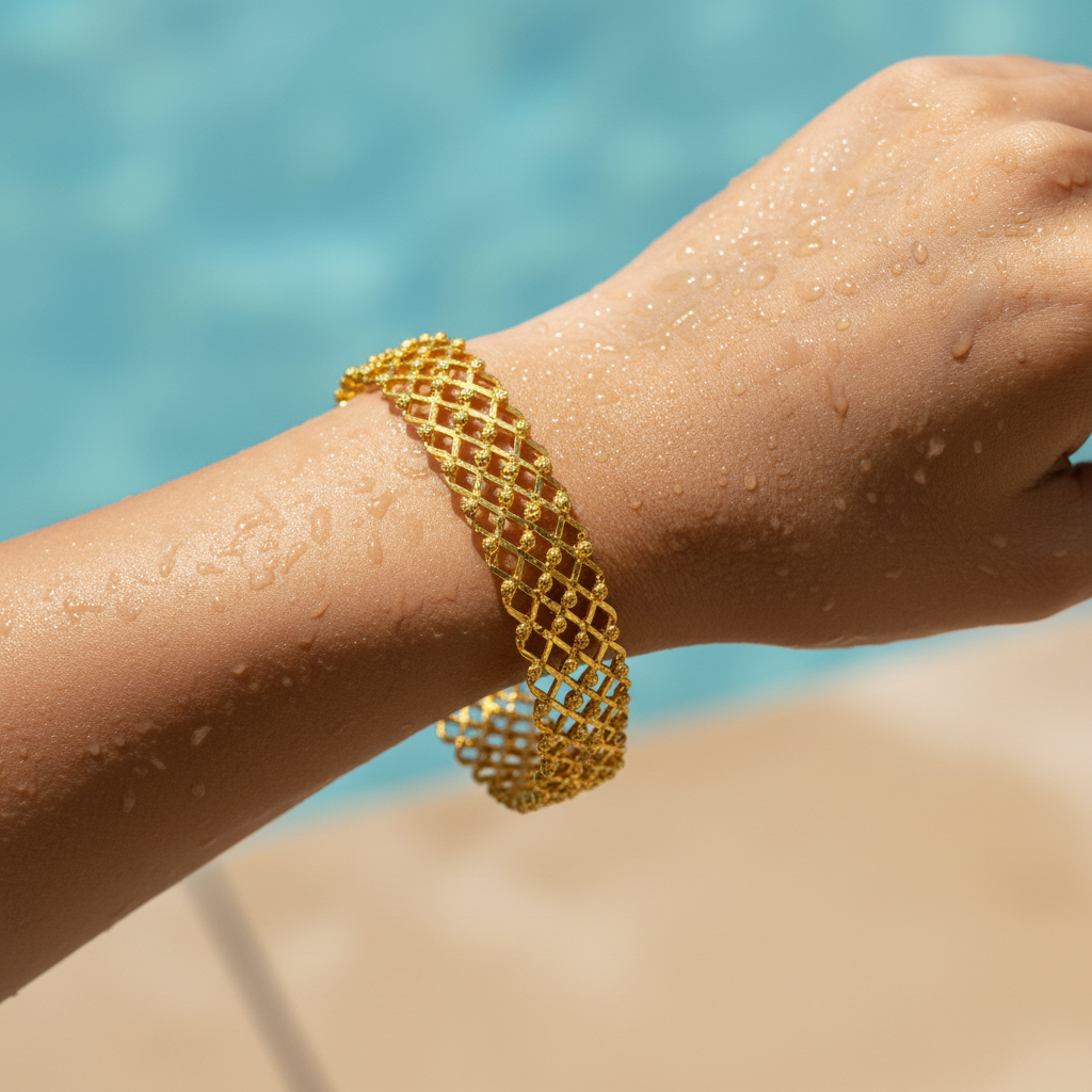18K GP Solid Mesh Bangles