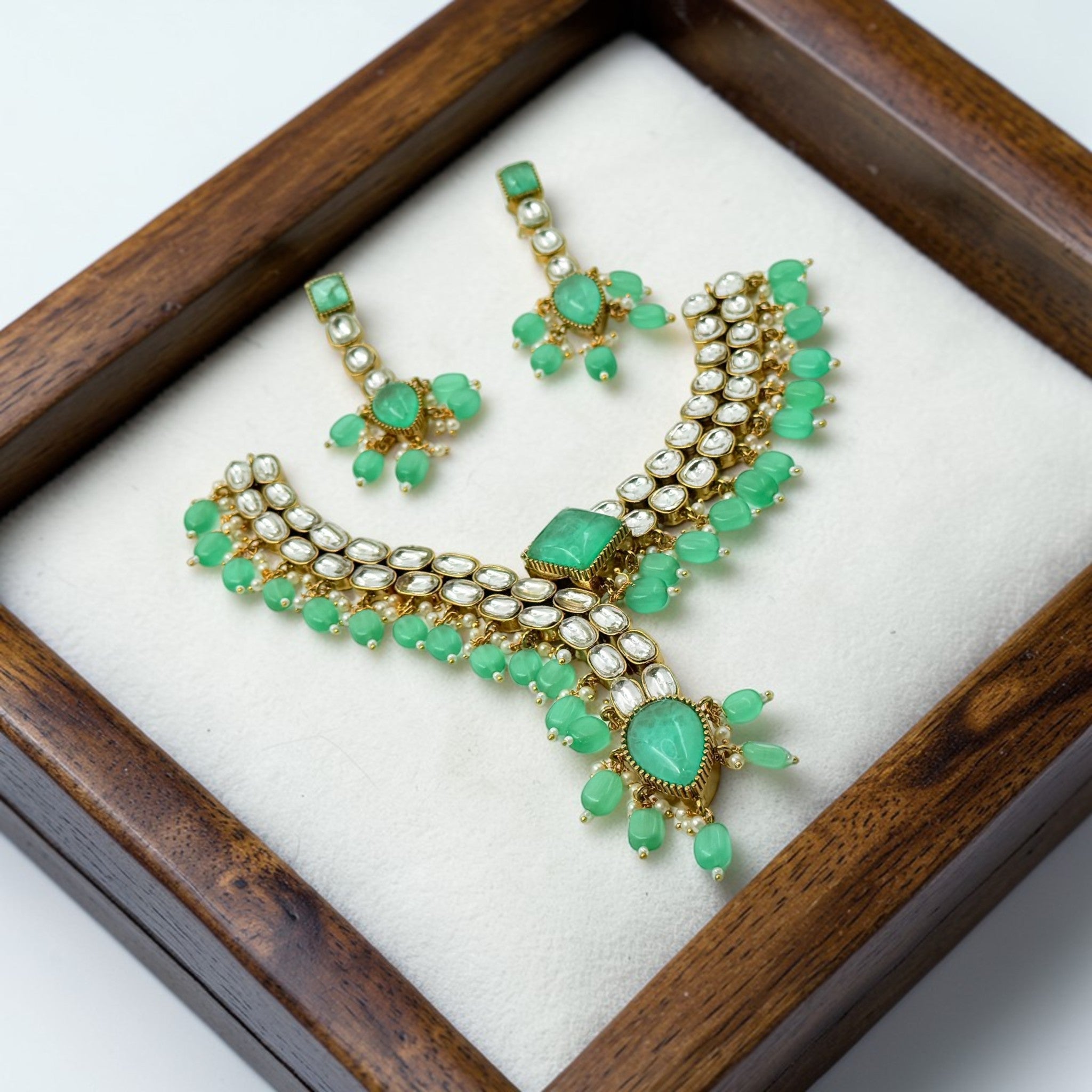 Meher Mint Kundan Necklace Set