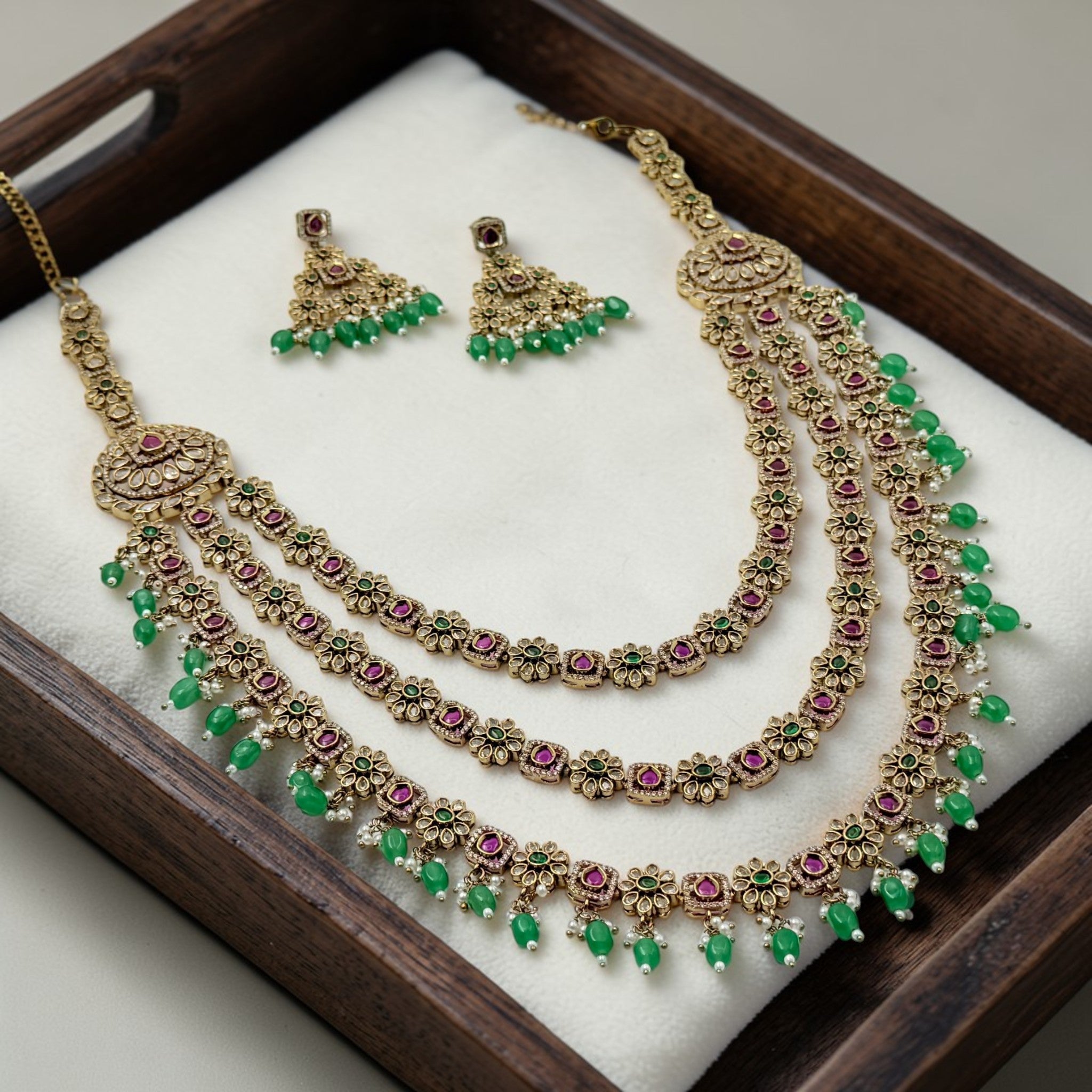 Meera Jadau Layered Necklace Set