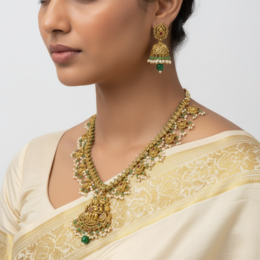 Chandbali Jadau Kundan Necklace Set