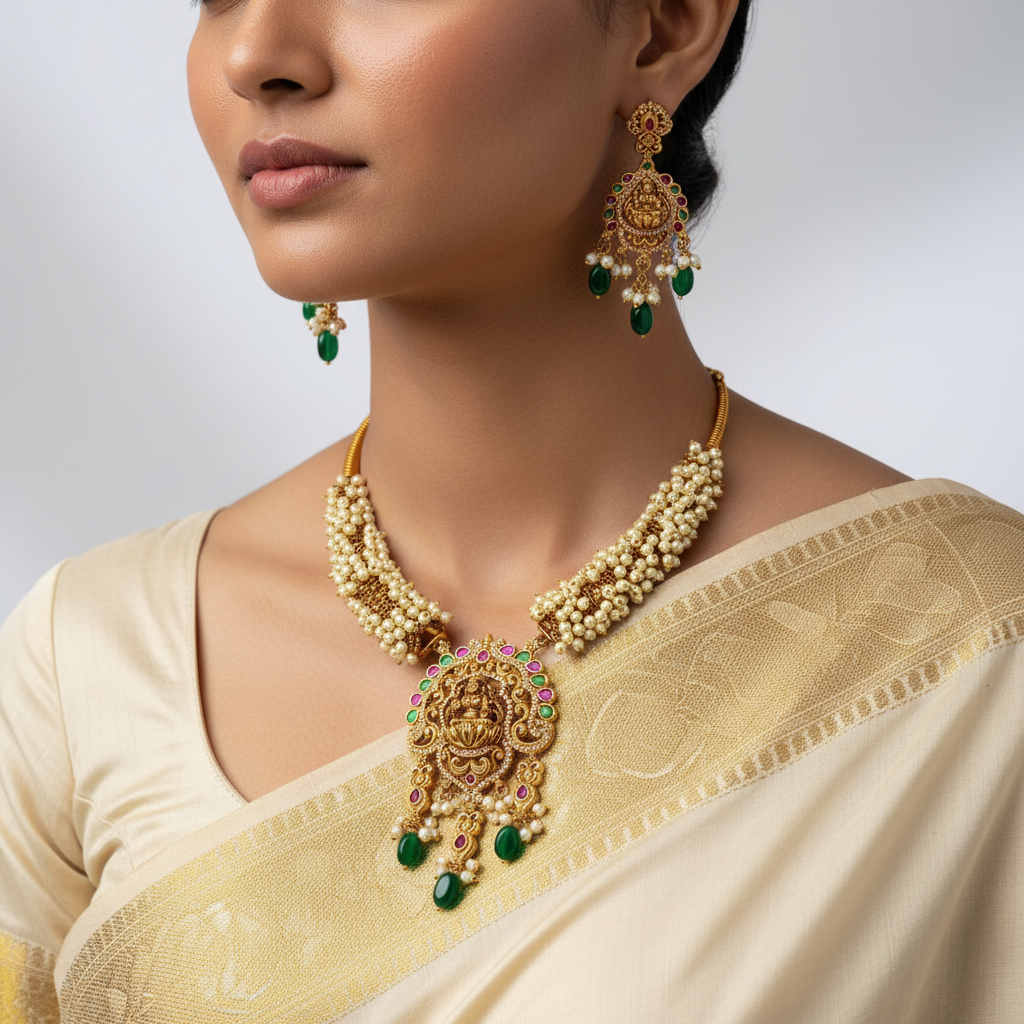 Lakshmi Pearl Haar Necklace Set