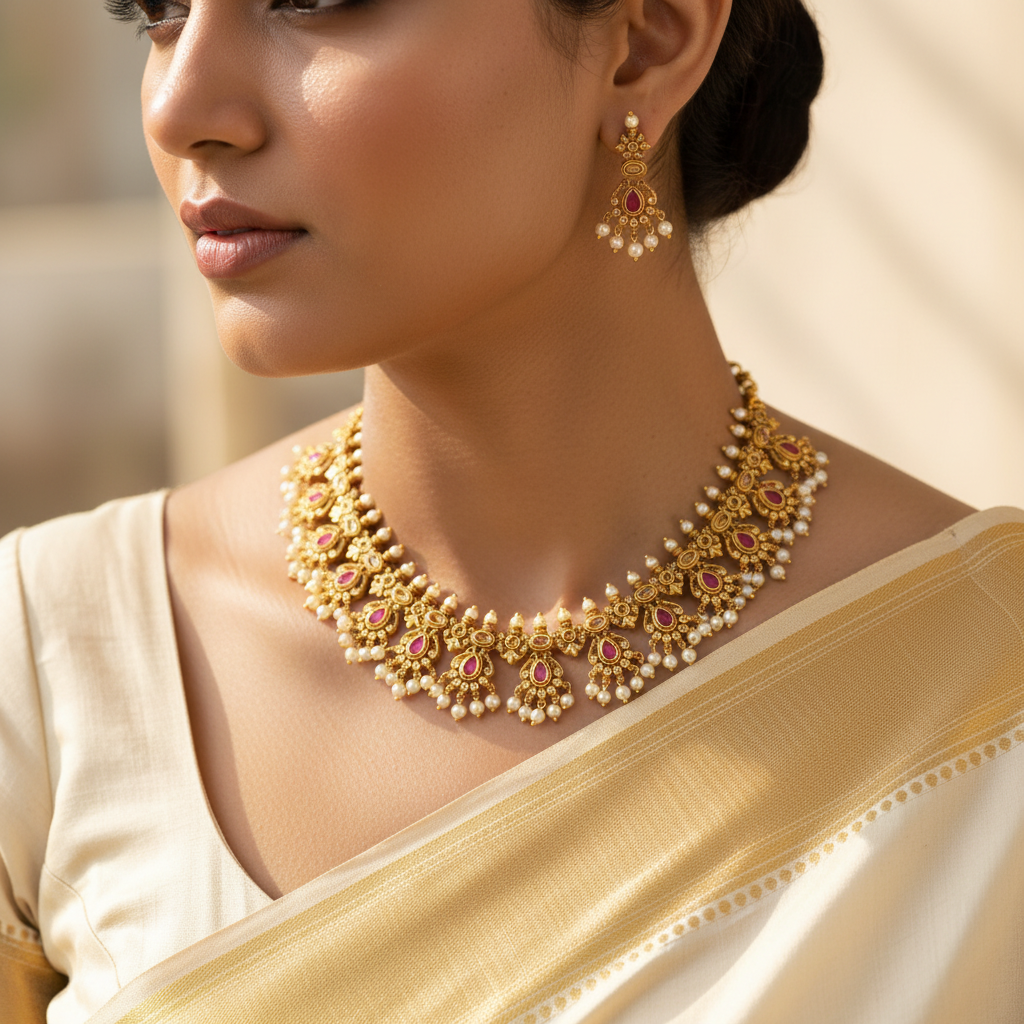 Padma Kemp Temple Necklace Set