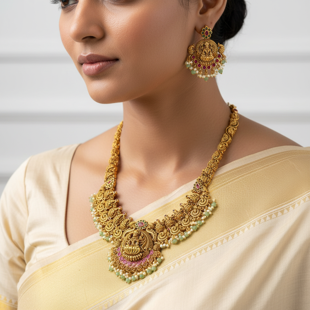 Shaahi Jadau Kundan Necklace Set