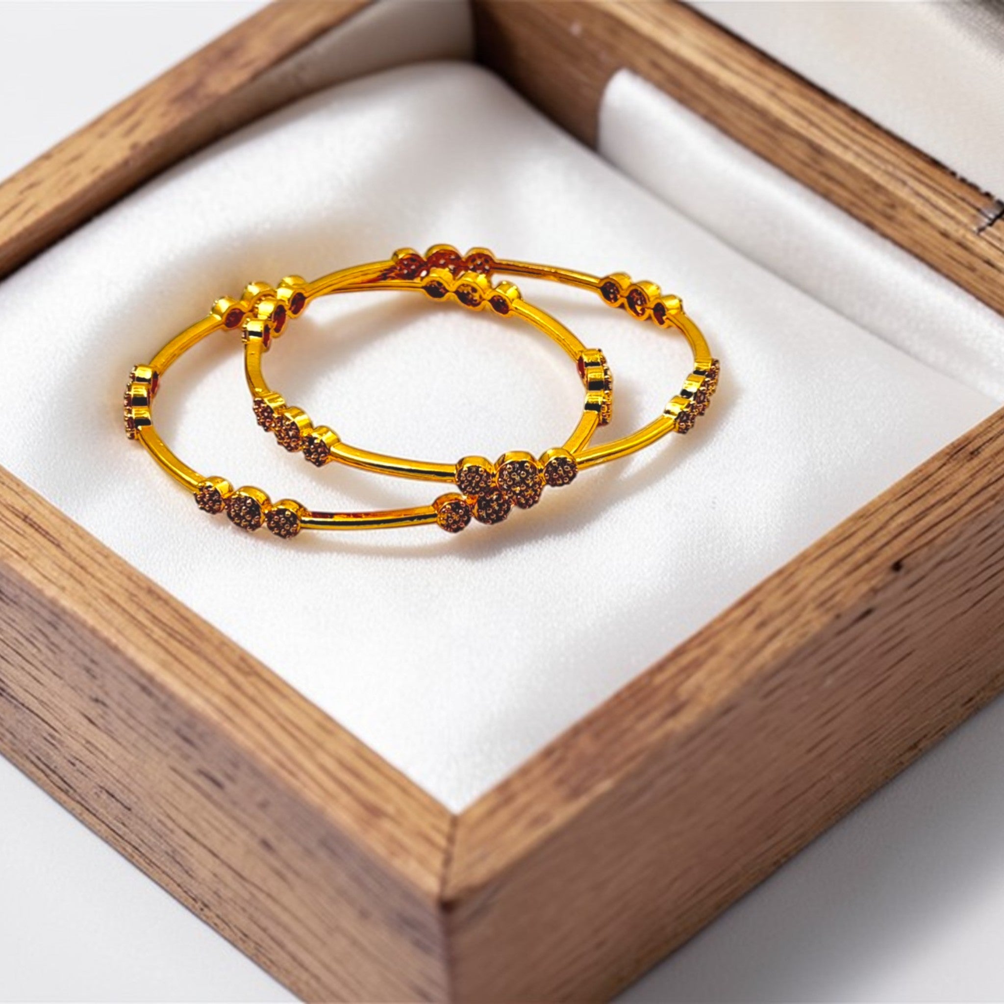 Crimson Cluster Gold Bangle Set