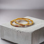 Ruby Edge Gold Bangle Set