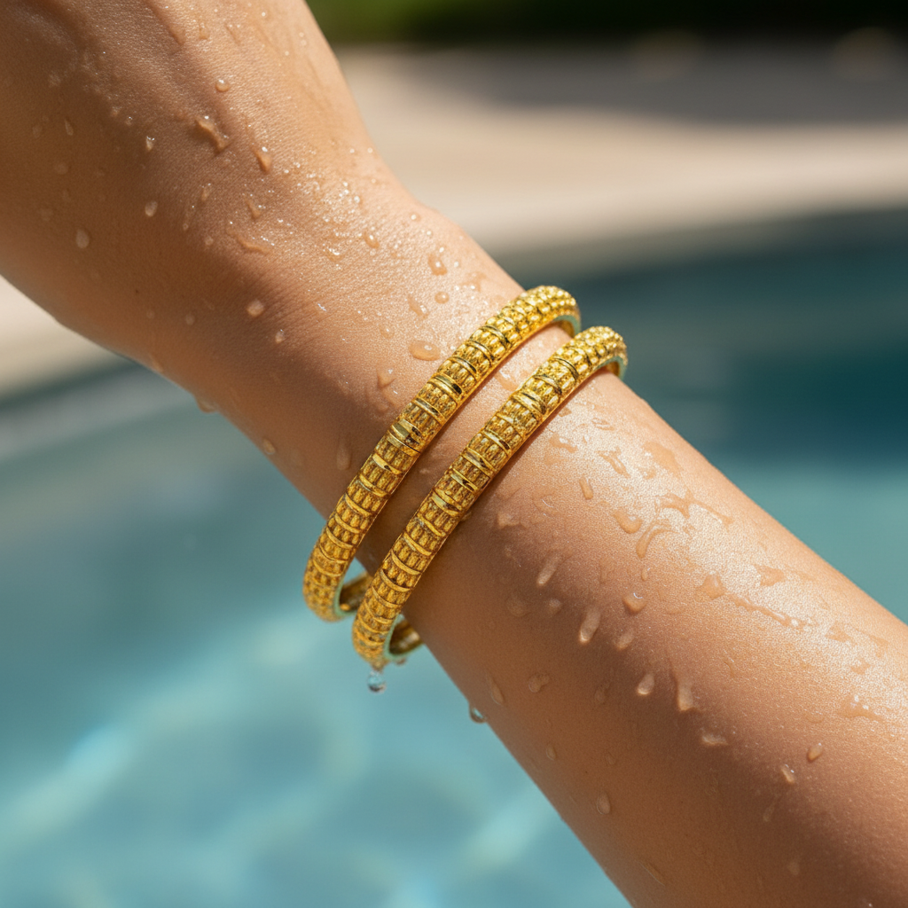 Regal Ribbed Gold Bangle Set