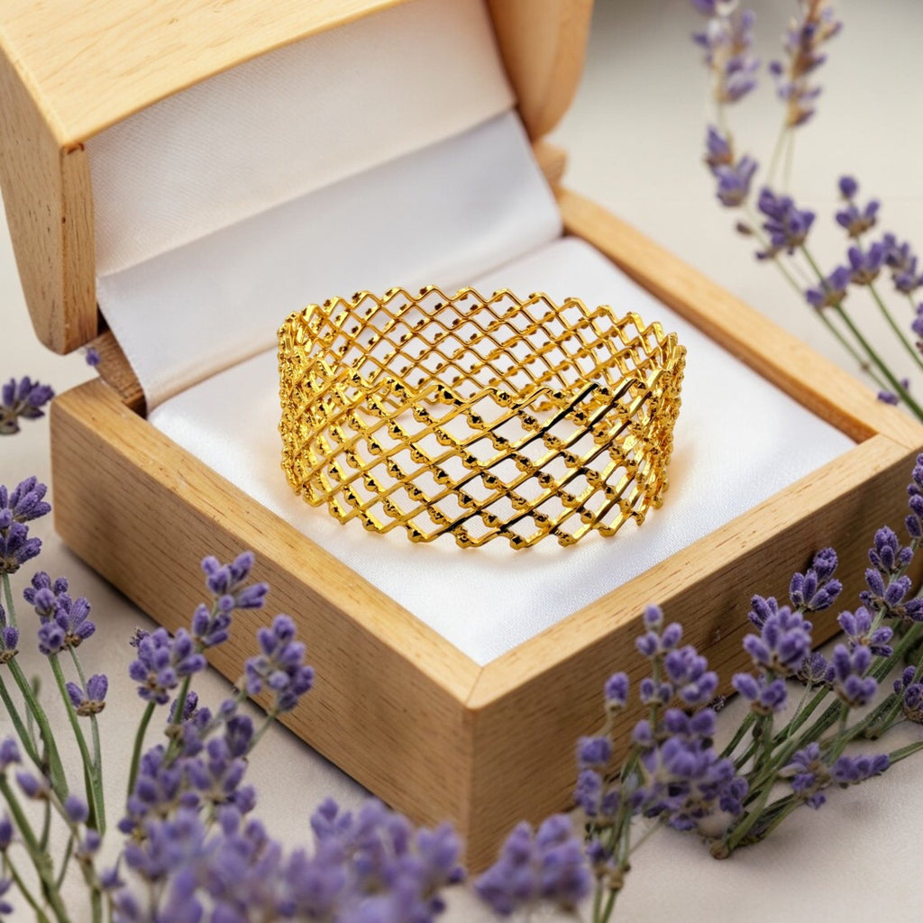 Lattice Luxe Gold Cuff Bangle