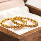 Ruby Line Gold Bangle Set