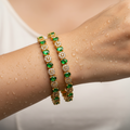 Emerald Line Gold Bangle Set