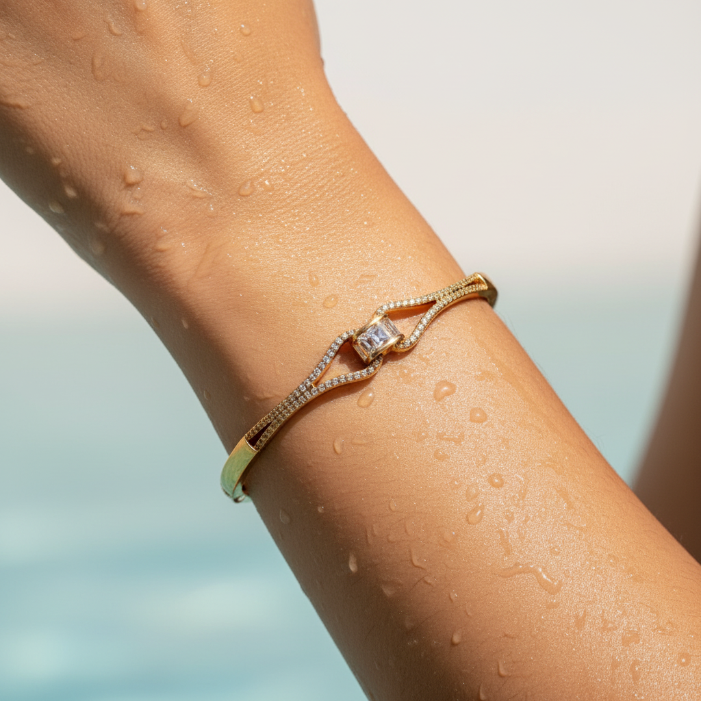Luna Curve Rose Gold Kada Bracelet