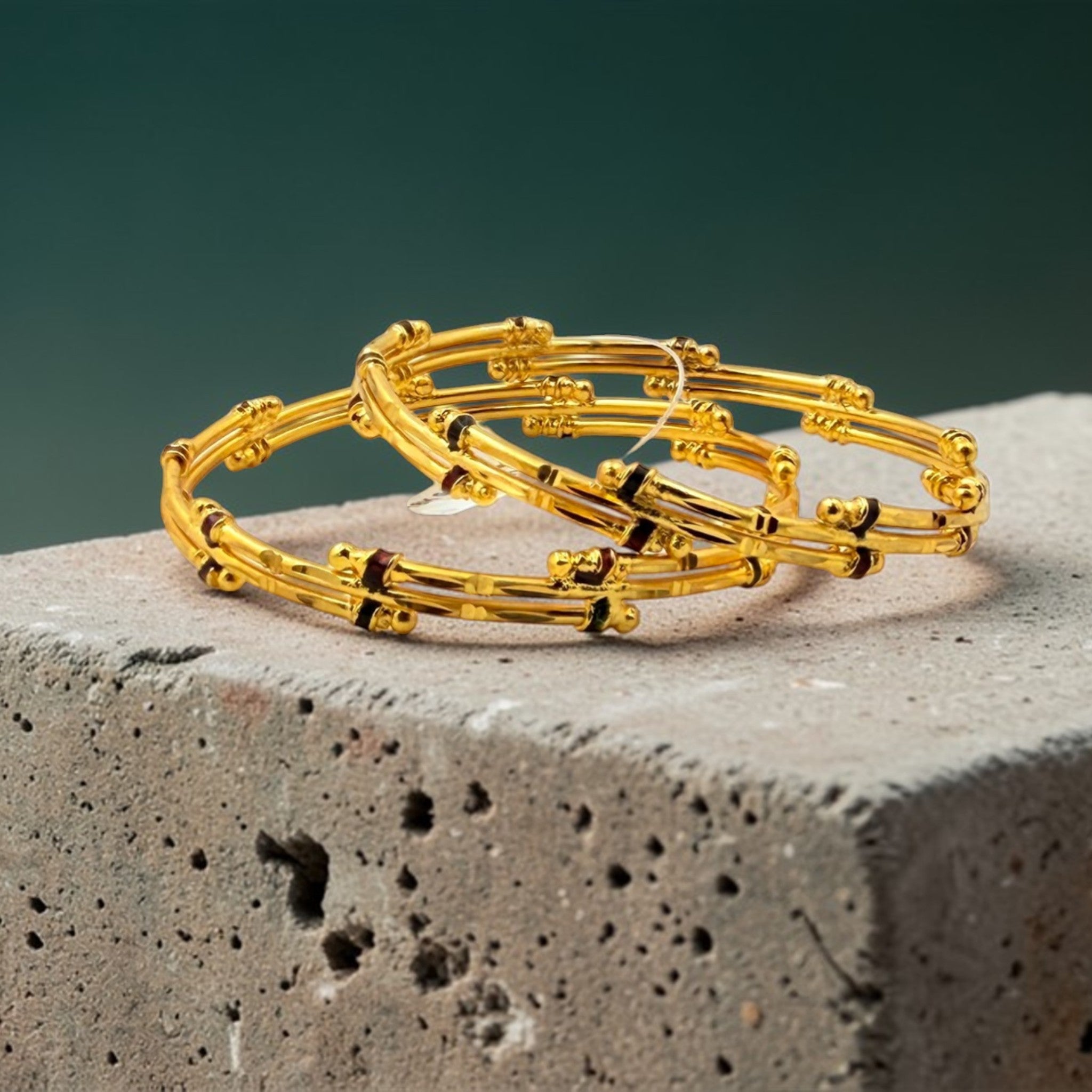 💛💚❤️ "Manasa Bandhan" 18K Gold Bangle Set ❤️💚💛