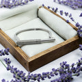 Silver Crystal Bar Minimal Kada Bracelet