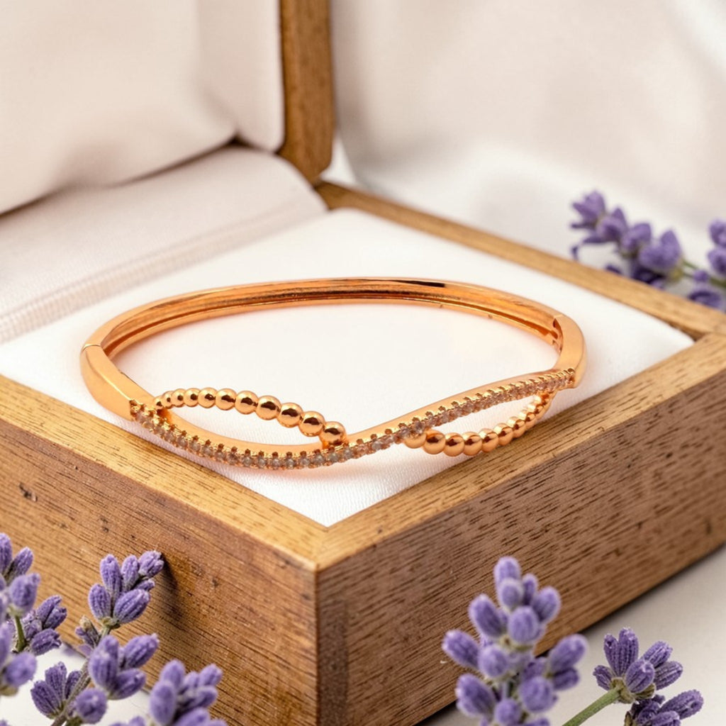 Beaded Curve Crystal Kada Bracelet