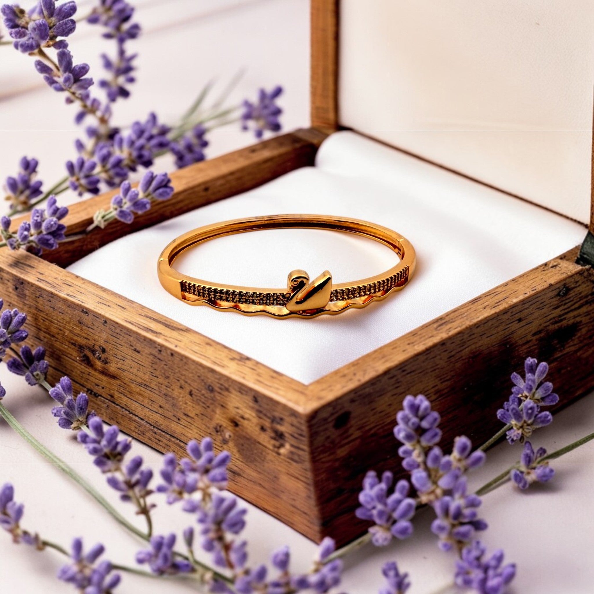 Rose Gold Swan Crystal Kada Bracelet