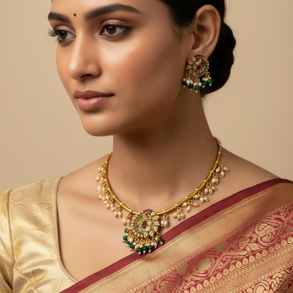 🌼 "Navratna Chandrika" Necklace Set 🌼