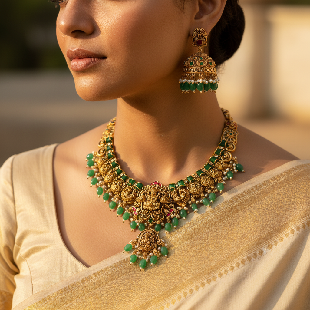 💎💖 "Pushpa Raagini" Necklace Set 💚⚪