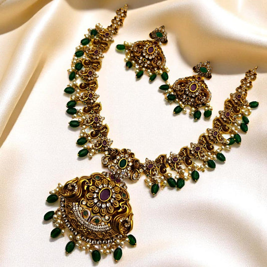 💎💖 "Varna Pushpini" Necklace Set 💚⚪