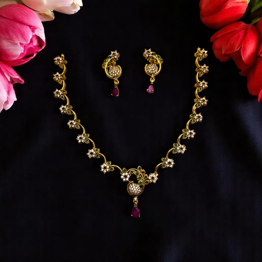 💖🌟 "Kusum Mukta" Necklace Set 💚⚪