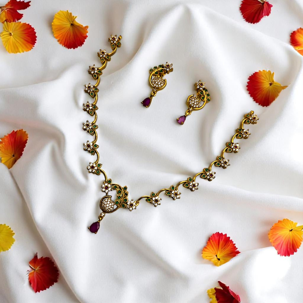 💖🌟 "Kusum Mukta" Necklace Set 💚⚪