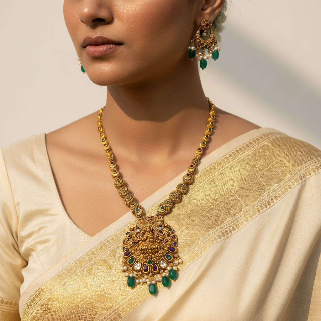 💚✨ "Prabha Kanti" Necklace Set 💎⚪