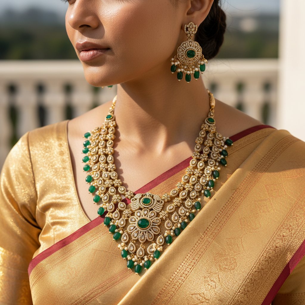 💎🤍 "Rajawadi Haar" Necklace Set 💚🌸