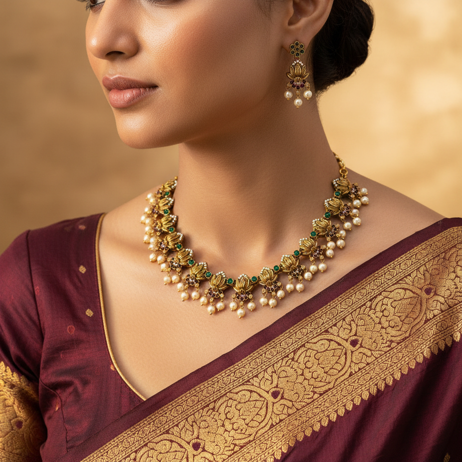 🌿 "Pushpavali" Necklace Set 🌿