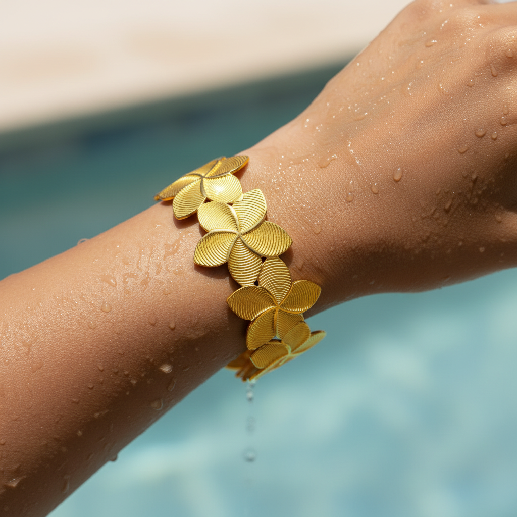 Golden Petal Wrap Statement Bracelet