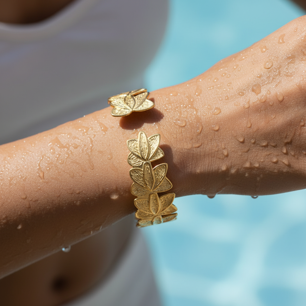 Petal Cascade Sculpted Cuff Bracelet