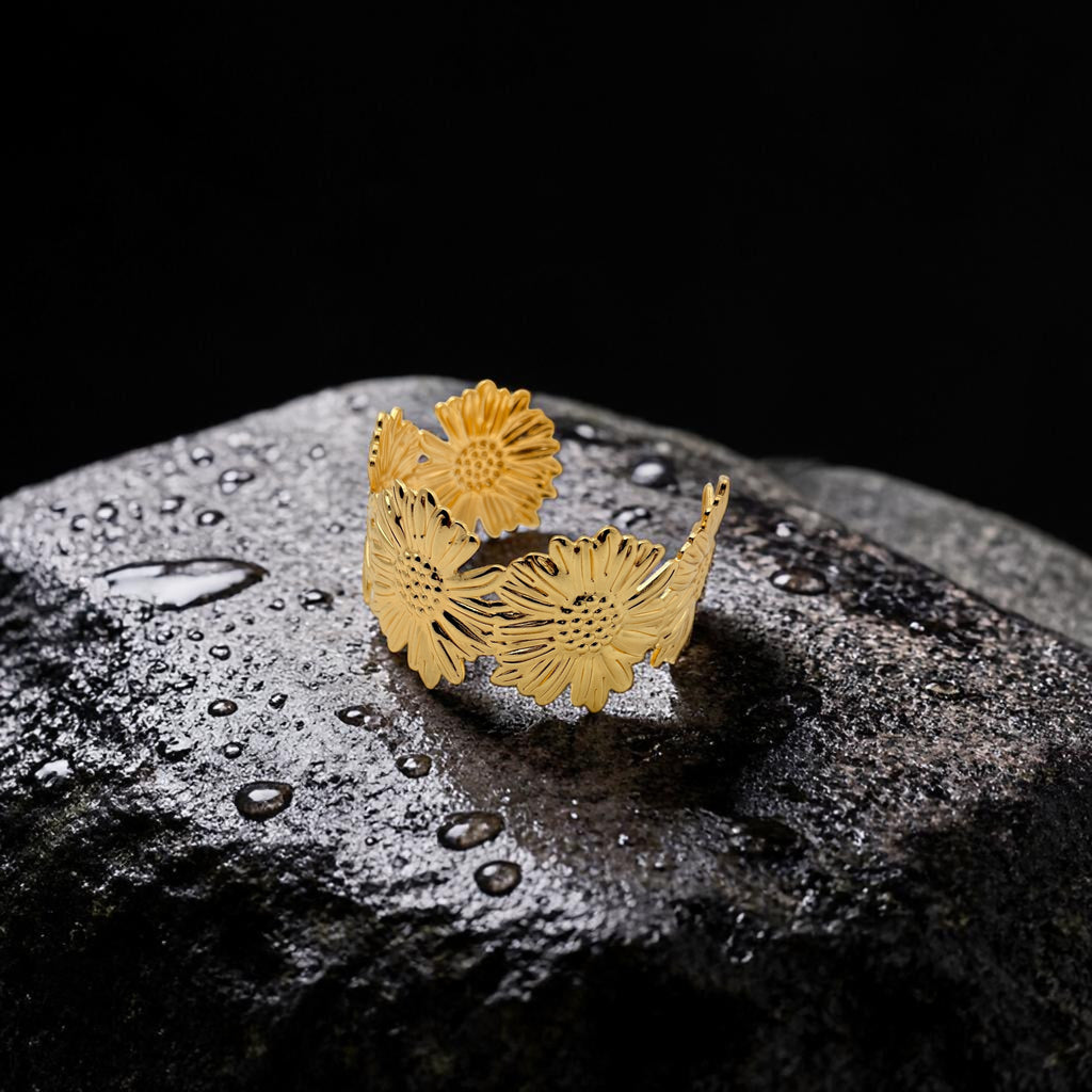 Daisy Bloom Sculpted Cuff Bracelet