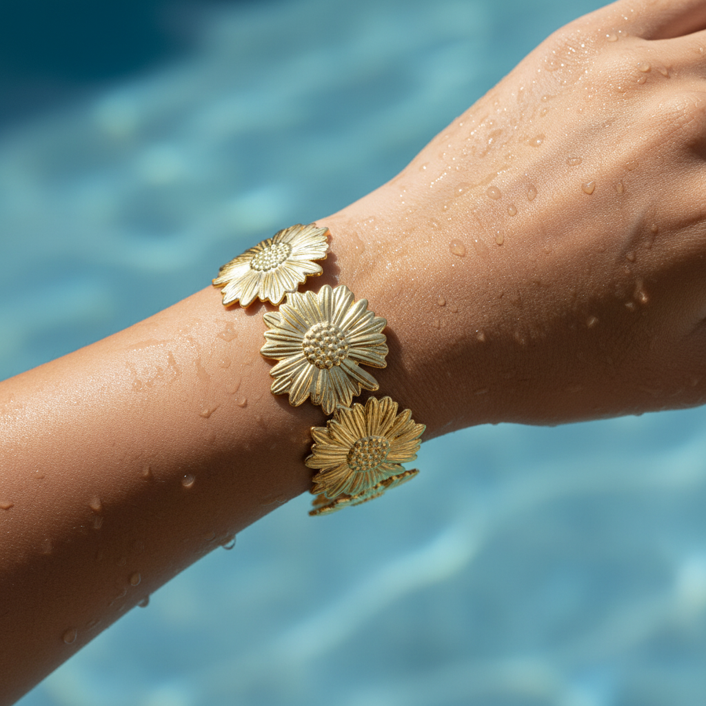 Daisy Bloom Sculpted Cuff Bracelet