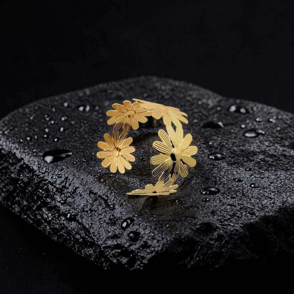 Radiant Daisy Cluster Open Cuff Bracelet