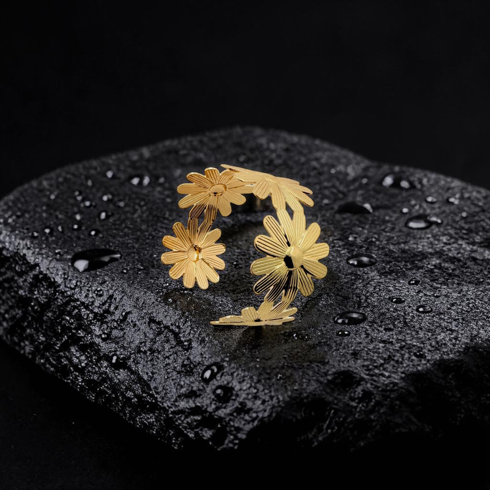 Radiant Daisy Cluster Open Cuff Bracelet