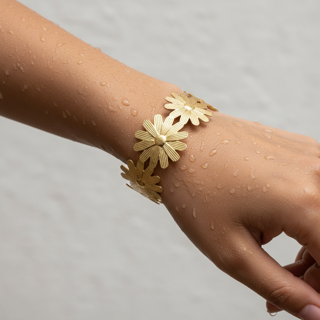 Radiant Daisy Cluster Open Cuff Bracelet