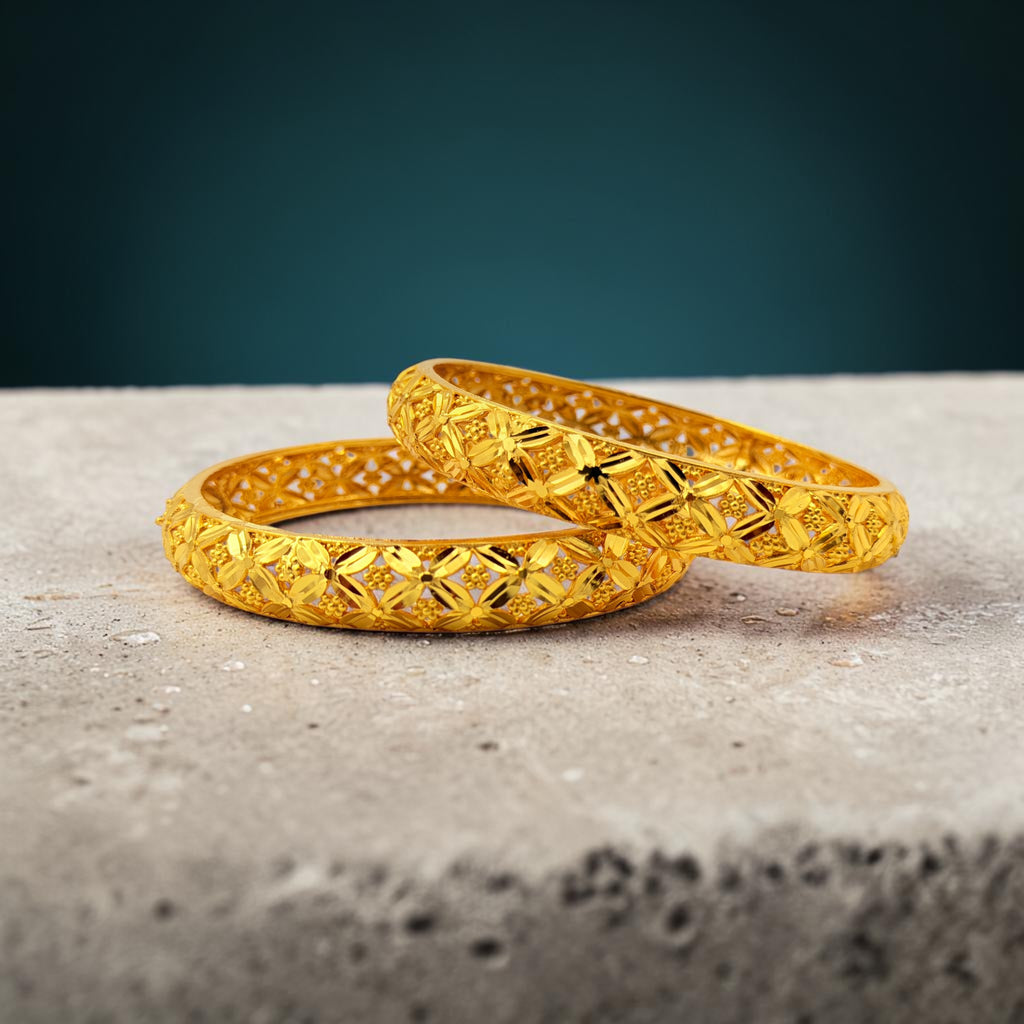 Vaelora Carved Gold Bangles