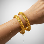 Vaelora Carved Gold Bangles