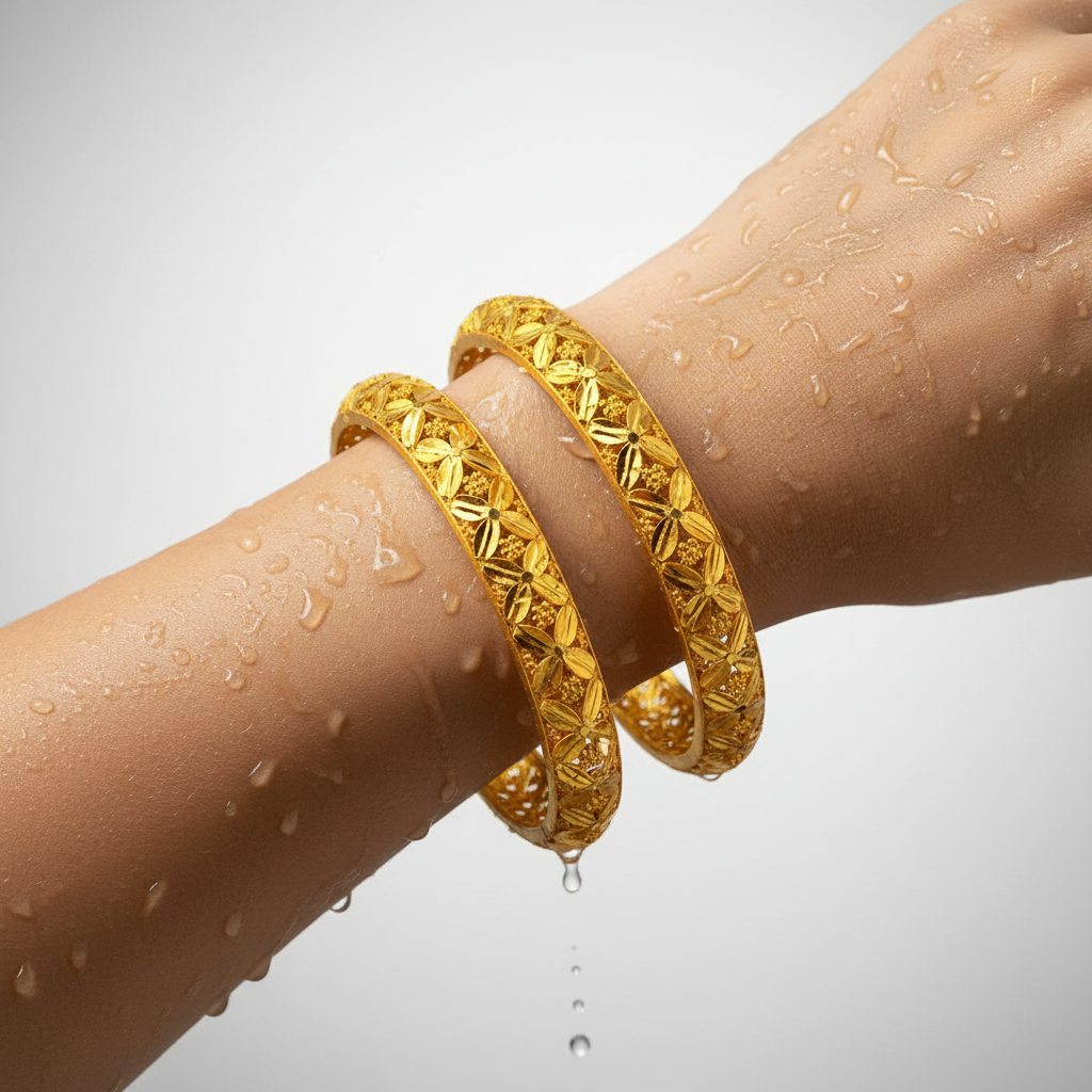 Vaelora Carved Gold Bangles