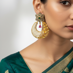 Floral Crescent Statement Earrings