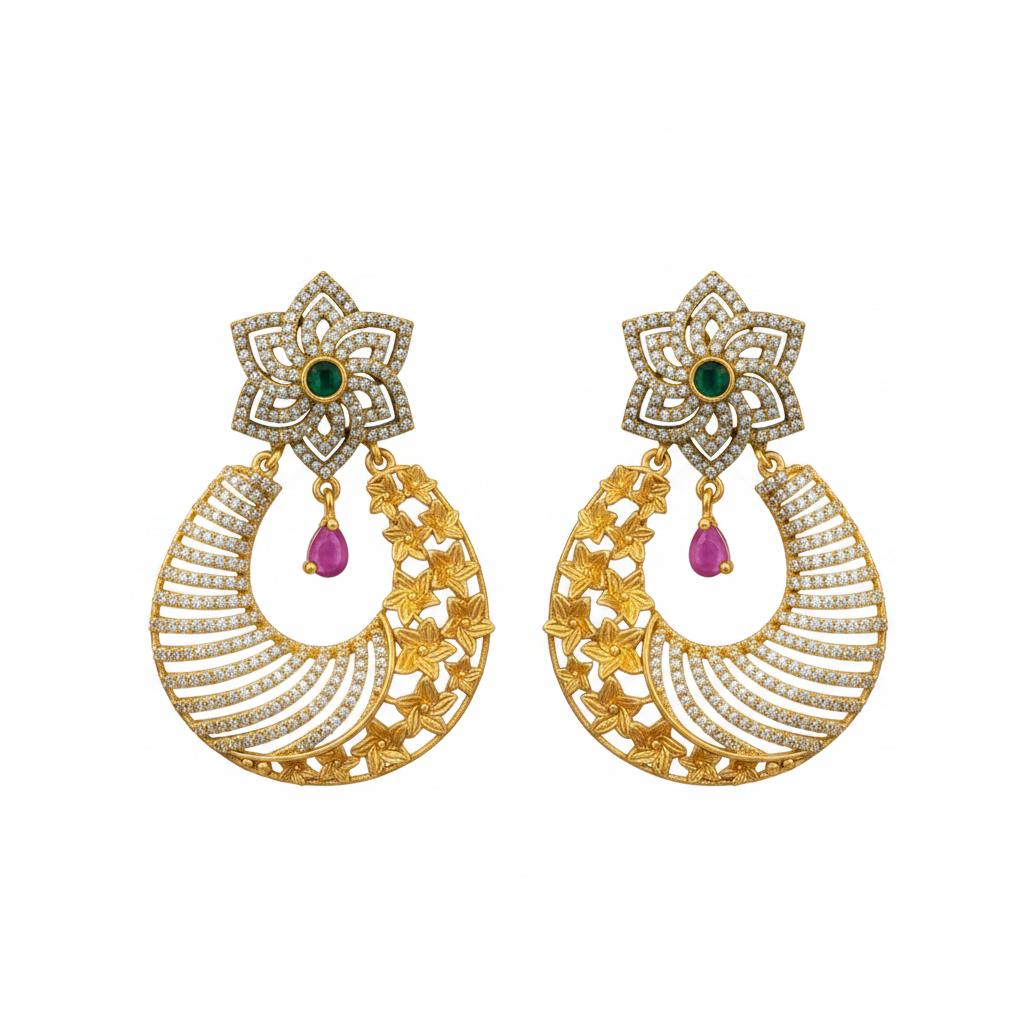 Floral Crescent Statement Earrings