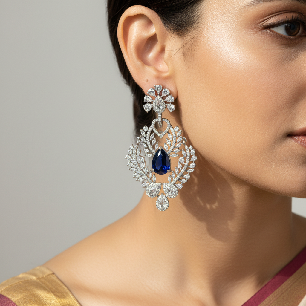 Royal Leaf Drop Earrings