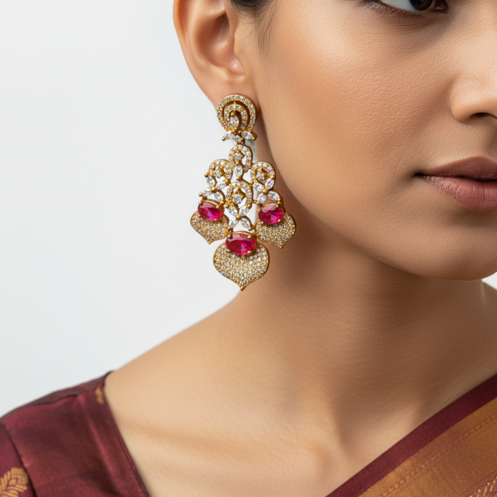 Blush Heart Cascade Earrings