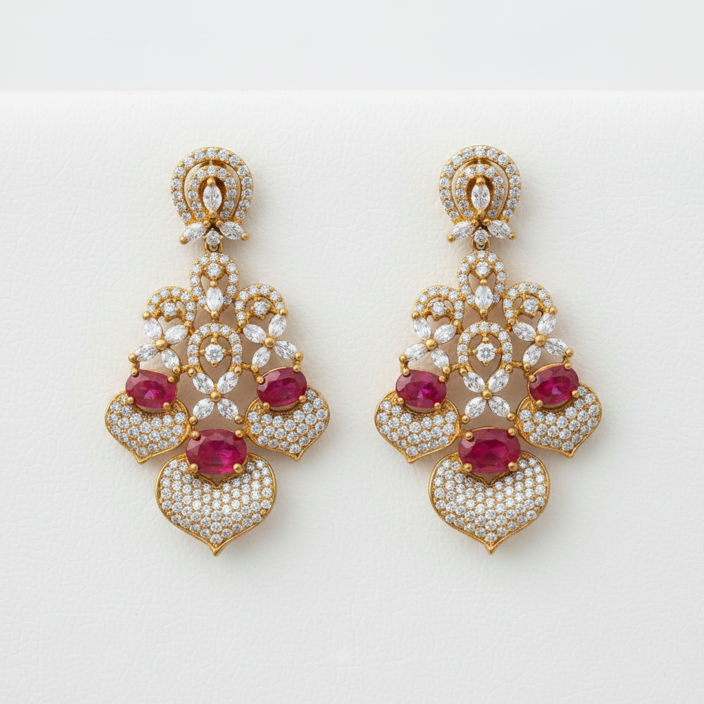 Blush Heart Cascade Earrings