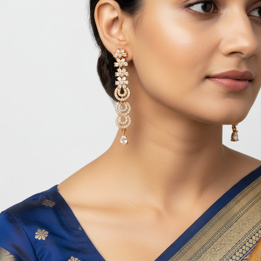 Rose Gold Cascading Linear Earrings